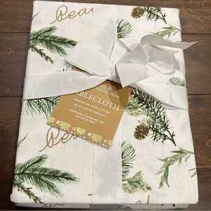 Envogue Merry Christmas Fern Acorn Tablecloth 60”x84” New Cotton